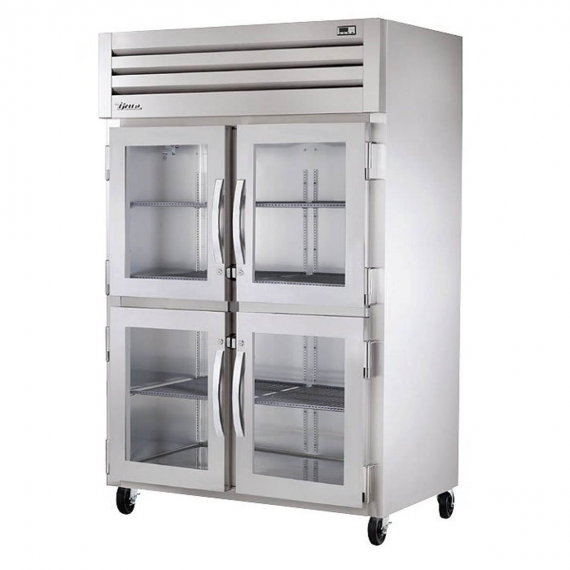 True STG2H-4HG Reach-In Two Section Glass Half Swing Door Mobile Heated Cabinet