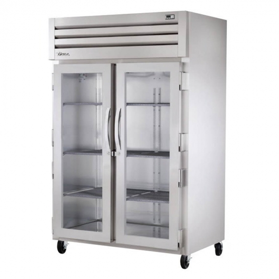 True STR2H-2G Reach-In Two Section Glass Swing Door Mobile Heated Cabinet, Stainless Steel 