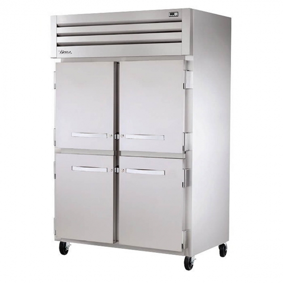 True STR2H-4HS Two Section Reach-In Section Solid Half Swing Door Mobile Heated Cabinet