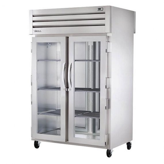 True STR2HPT-2G-2S 2 Section Glass Front / Solid Rear Doors Mobile Pass-Thru Heated Cabinet