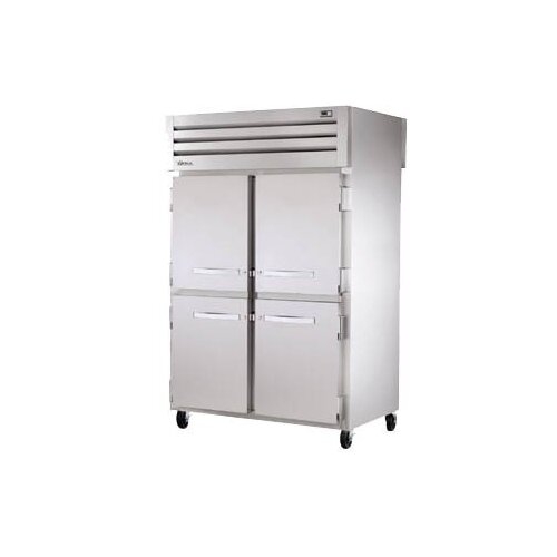 True STR2RPT-4HS-4HS Two Section Pass-Thru Refrigerator w/ Front 4 Solid & Rear 4 Solid Half Doors, Stainless Steel