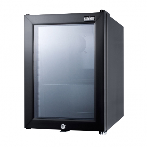 Summit SCR114L Countertop Beverage Merchandiser in Black, Reversible One Glass Door w/ Lock, 0.85 cu.ft.