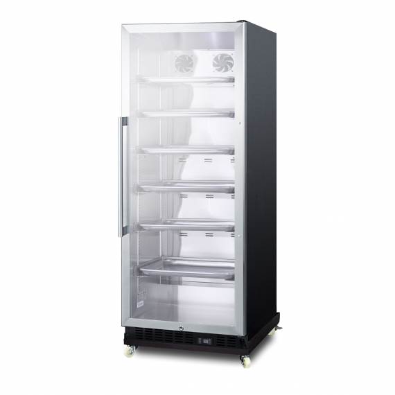 Summit SCR1156RI One Section Beverage Center with Right Hinged Glass Door, Black Exterior, 11 cu.ft
