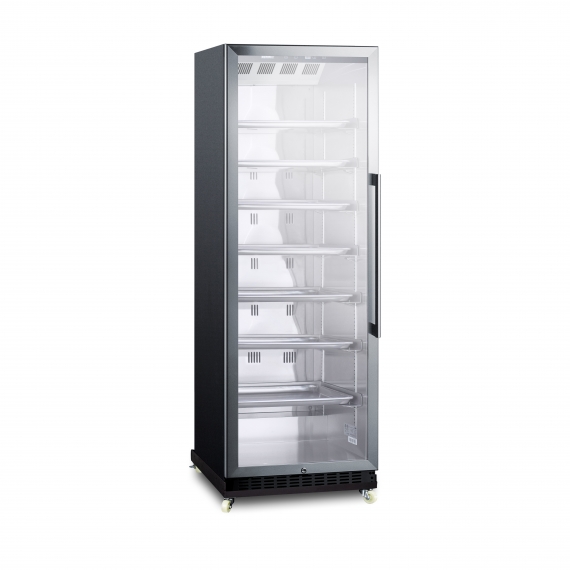 Summit SCR1401LHRI One Section Beverage Center with Left Hinged Glass Door, in Black, 12.6 cu.ft