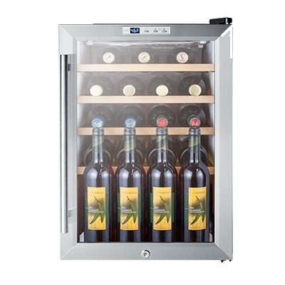 Summit SCR312LCSSWC2 One Glass Door Wine Cellar, 2.5 cu. ft., Stainless Steel