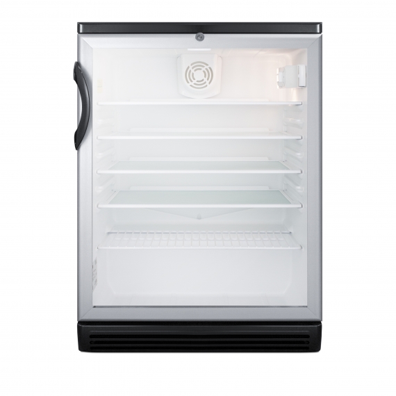 Summit SCR600BGLBI Countertop Merchandiser Refrigerator in Black, One Glass Door w/ Lock, Built-in or Freestanding, 5.5 cu. ft.