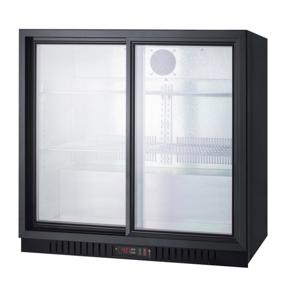 Summit SCR700B Countertop Merchandiser Refrigerator in Black, Two Sliding Glass Door w/ Lock, 7.4 cu. ft.