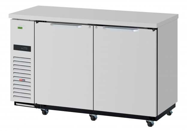 Turbo Air TBB-24-60SSD-N6 Refrigerated Back Bar Cabinet w/ 16.46 Cu Ft, 2 Solid Doors, Side Mount