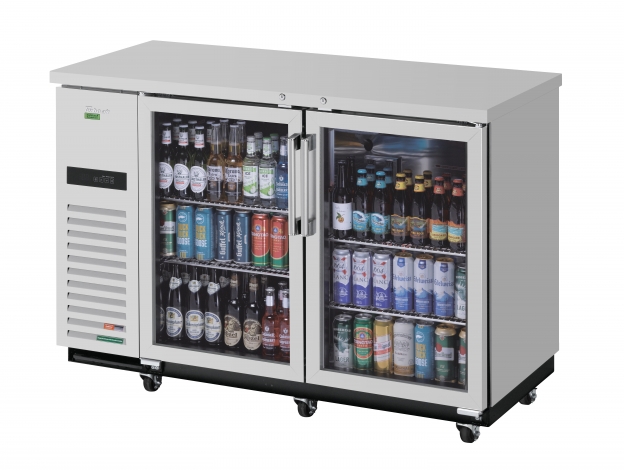 Turbo Air TBB-2SGSD-N Refrigerated Back Bar Cabinet w/ 19 Cu Ft, 2 Glass Doors, Side Mount