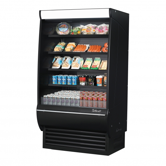 Turbo Air TOM-36DXB-SP(-A)-N Extra Deep Vertical Open Air Merchandiser in Black, Self-Contained, 4 Shelves, Solid Sides, 17.1 cu. ft.