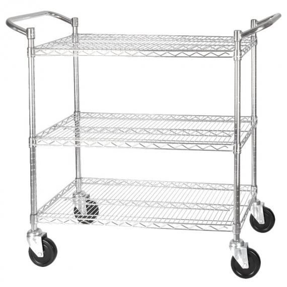 Winco VCCD-2448B 3-Tier Metal Wire Utility & Bussing Cart w/ 800 lb. Capacity, 24