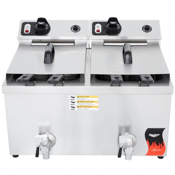 Vollrath 40710 Split Pot Countertop Electric Fryer w/ 4 Small Baskets, 30-Lb. Capacity, 2 Night Covers