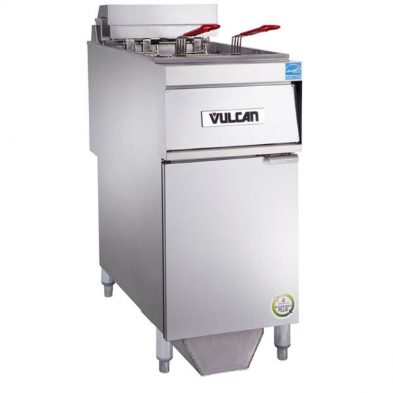 Vulcan 1ER50AF Full Pot Floor Model Electric Fryer w/ 50-lb., Twin Baskets, Analog Controls