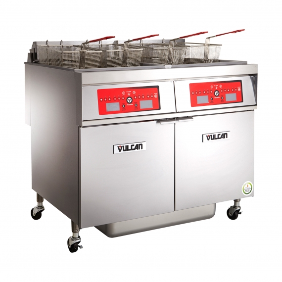 Vulcan 2ER50CF Electric Floor Fryer with Built-In Filter and Computer Controls, (2) 50 lb. Fryers