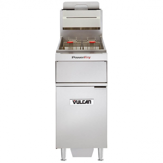 Vulcan VFRY18F V Series Full Pot Floor Model Gas Fryer w/ 50-lb Capacity, Range Match, 70,000 BTU