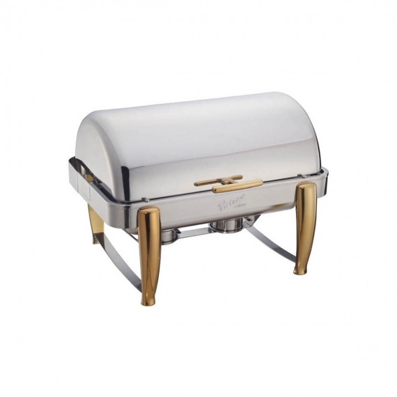 Winco 101A Virtuoso Series Full-Size Stackable Rectangular Chafer w/ 8 Qt., Roll-Top Cover