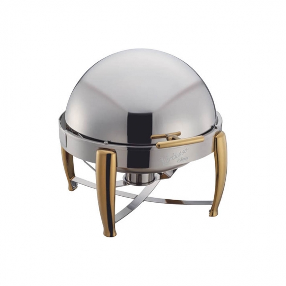 Winco 103A Virtuoso Series Stackable Round Chafer w/ 6 Qt. Capacity, Roll-Top Cover