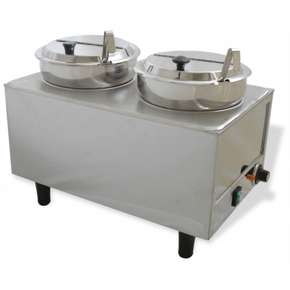 Winco 51072P Countertop Food Topping Warmer w/ (2) 7-Quart Wells, 2 Ladles/Lids