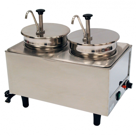 Winco 51074P Countertop Food Topping Warmer w/ (2) 7-Quart Wells, 2 Pumps 