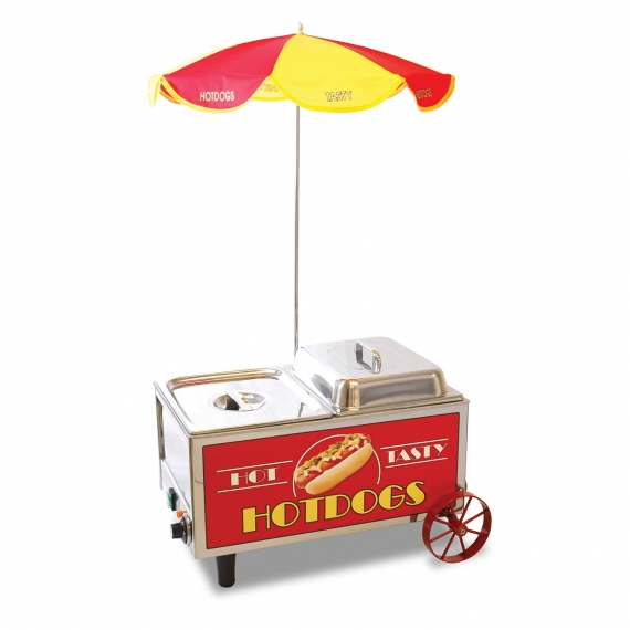 Winco 60072 Hot Dog Mini Cart Merchandiser w/ 60 Hot Dog & 30 Bun Capacity, Umbrella