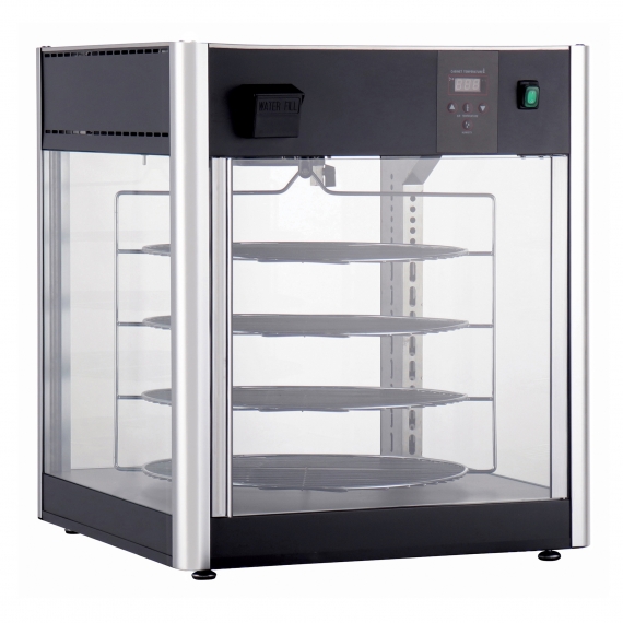 Winco EDM-1K Countertop Hot Food Display Case w/ 4-Tier Rotating Rack, Holds 18