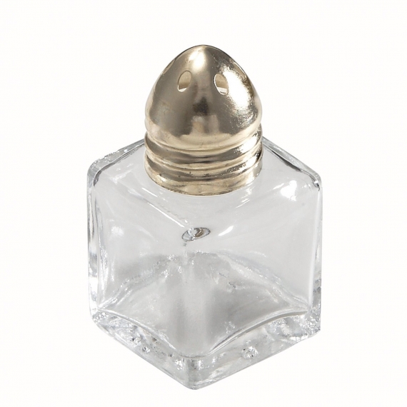 Winco G-101  Square Glass Shaker with Brass Top