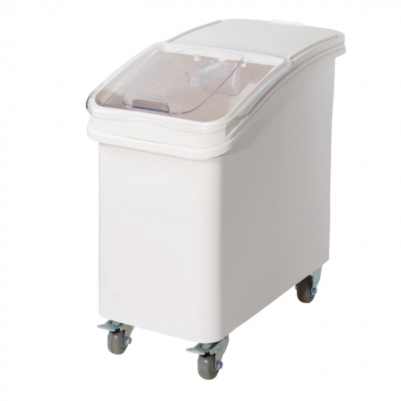 Winco IB-27 27-Gallon Dry Ingredient Mobile Bin w/ Clasp Sliding Lid, Clear Plastic Cover