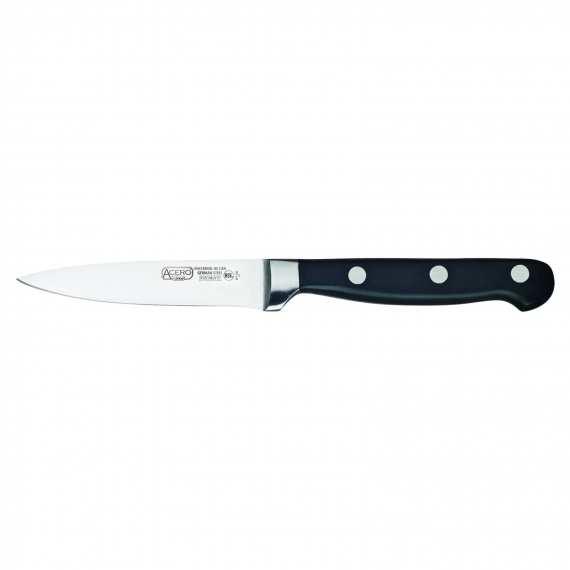 Winco KFP-35 Acero Forged Steel Paring Knife with Black Handle,Full Tang