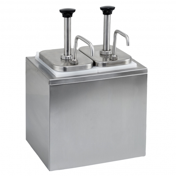 Winco PKTS-2D Pump-Style Condiment Dispenser Station w/ 2 Standard Pumps, 2 Inserts