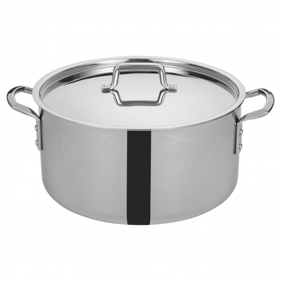 Winco TGSP-20 Tri-Ply Induction Ready Stock Pot w/ Cover, 20-Qt. Capacity, 14