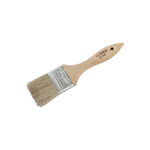 Winco WBR-20 Flat Boar Bristle Pastry Brush with Wooden Handle