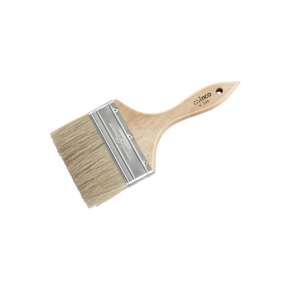 Winco WBR-40 Flat Boar Bristle Pastry Brush with Wooden Handle