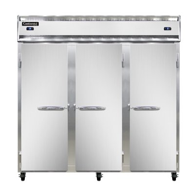Continental Refrigerator 3RRFNSA 78″ 3-Section Reach-In Refrigerator Freezer w/ 3 Solid Doors