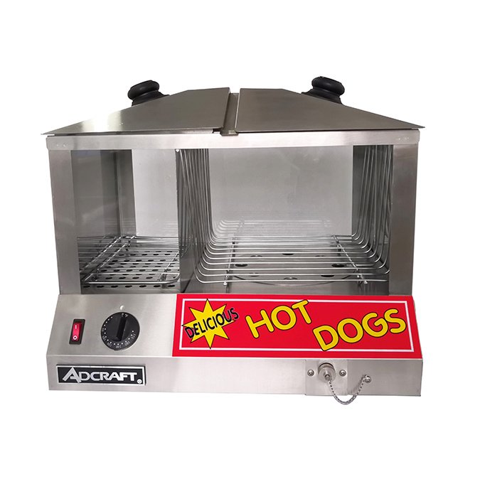 Adcraft HDS-1300W/100 Hot Dog Steamer & Bun Warmer w/ 100 Hot Dogs, 48 Buns, Top Loading