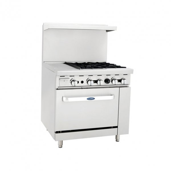 Atosa USA ATO-12G4B 36″ Gas Restaurant Range, (1) Standard Oven, (4) Open Burners, (1) 12″ Griddle