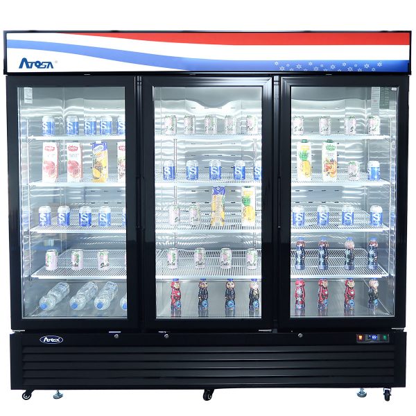 Atosa USA MCF8724GR 81″ Three Section Merchandiser Refrigerator with Glass Door, 69.5 cu. ft.