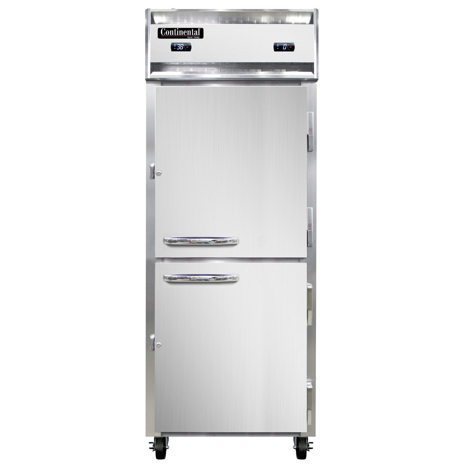 Continental Refrigerator 1RFENSSHD 28″ 1-Section Reach-In Refrigerator Freezer w/ 2 Solid Half-Doors