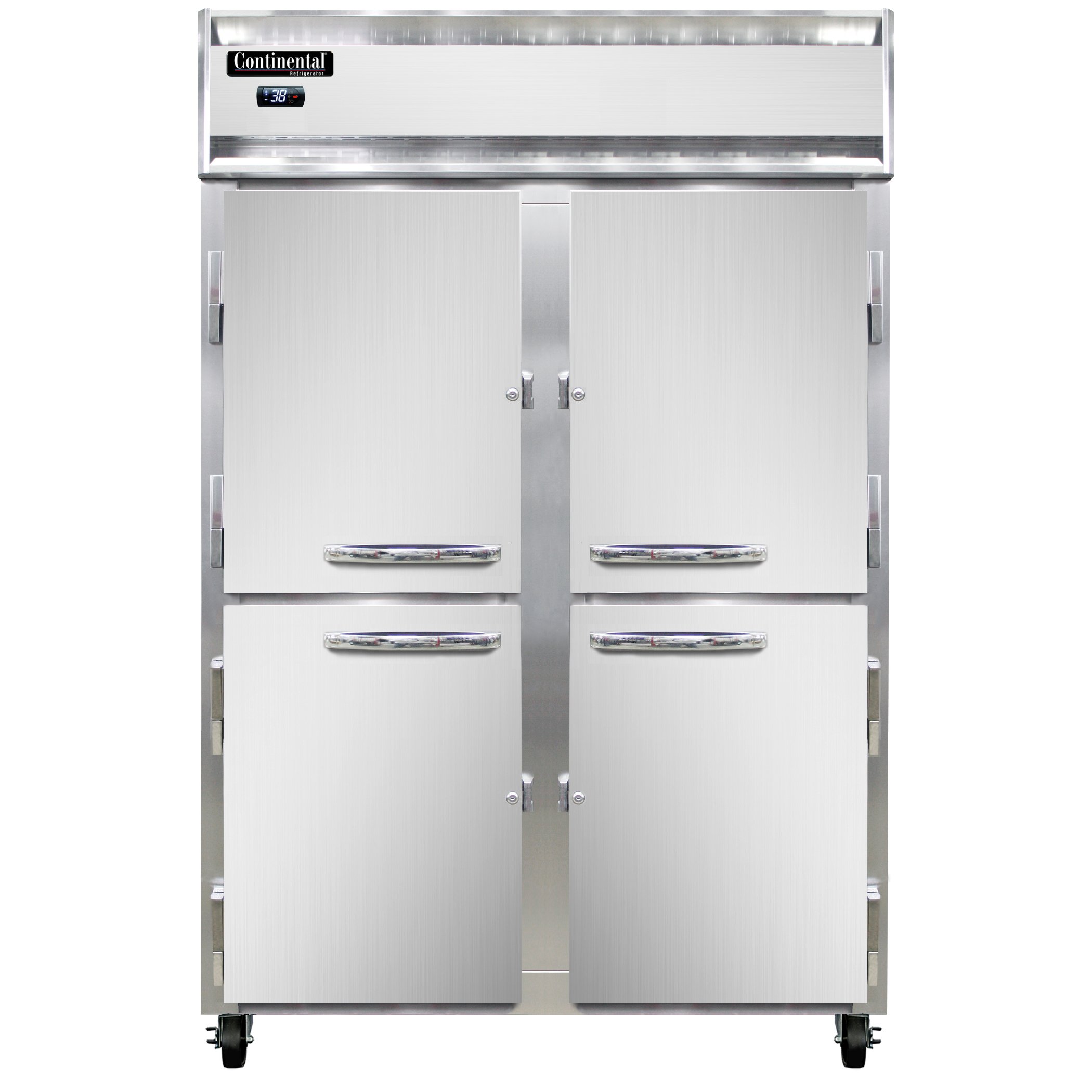 Continental Refrigerator 2RNHD 2-Section Reach-In Refrigerator w/ 4 Solid Half-Doors, 48 cu.ft.