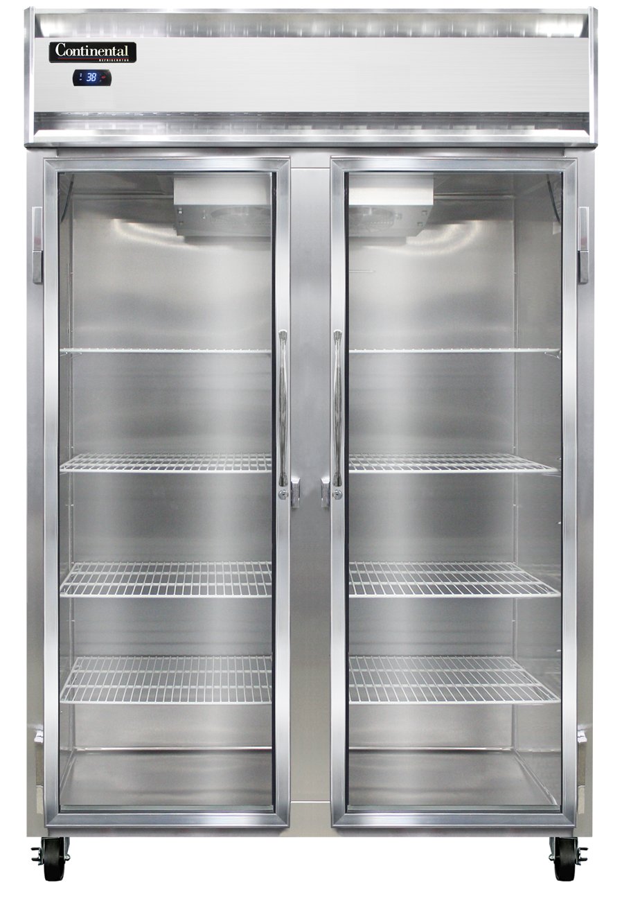 Continental Refrigerator 2RNSAGD 2-Section Reach-In Refrigerator w/ 2 Glass Doors, 48 cu.ft.