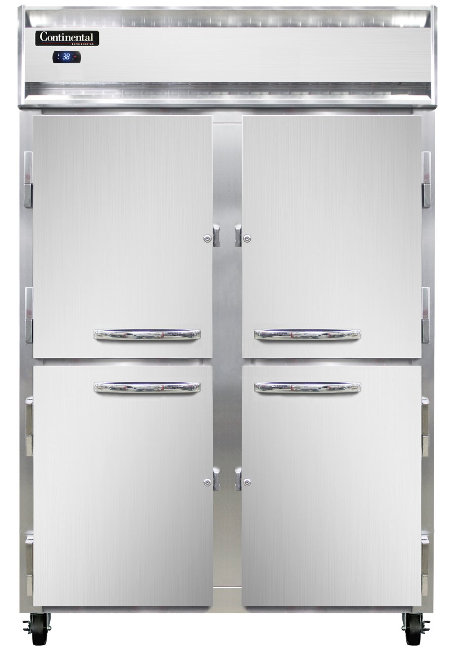 Continental Refrigerator 2RNSAHD 52″ Reach-In Refrigerator w/ 2 Sections, 4 Solid Half-Doors