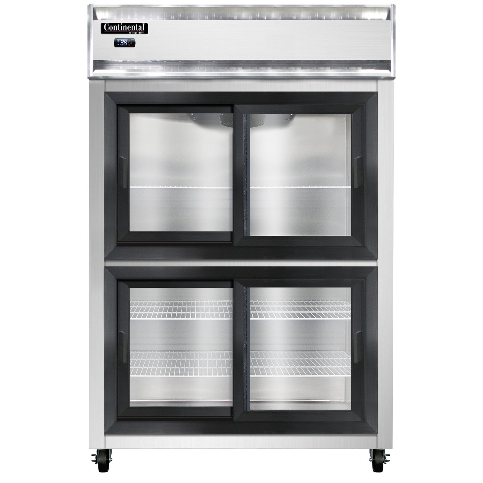 Continental Refrigerator 2RNSASGDHD Reach-In Refrigerator w/ 2 Sections, Sliding Glass Doors