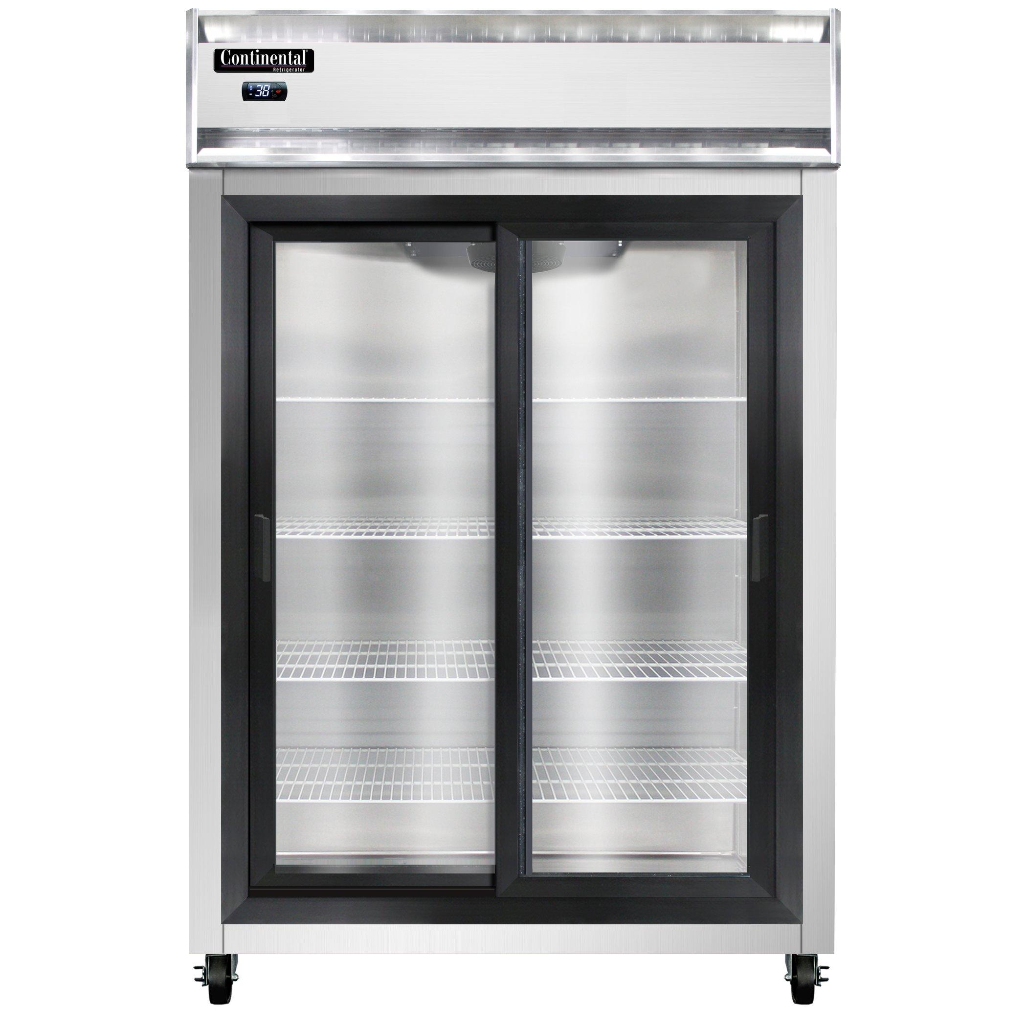 Continental Refrigerator 2RNSGD 52″ Reach-In Refrigerator w/ 2 Sections, Sliding Glass Doors
