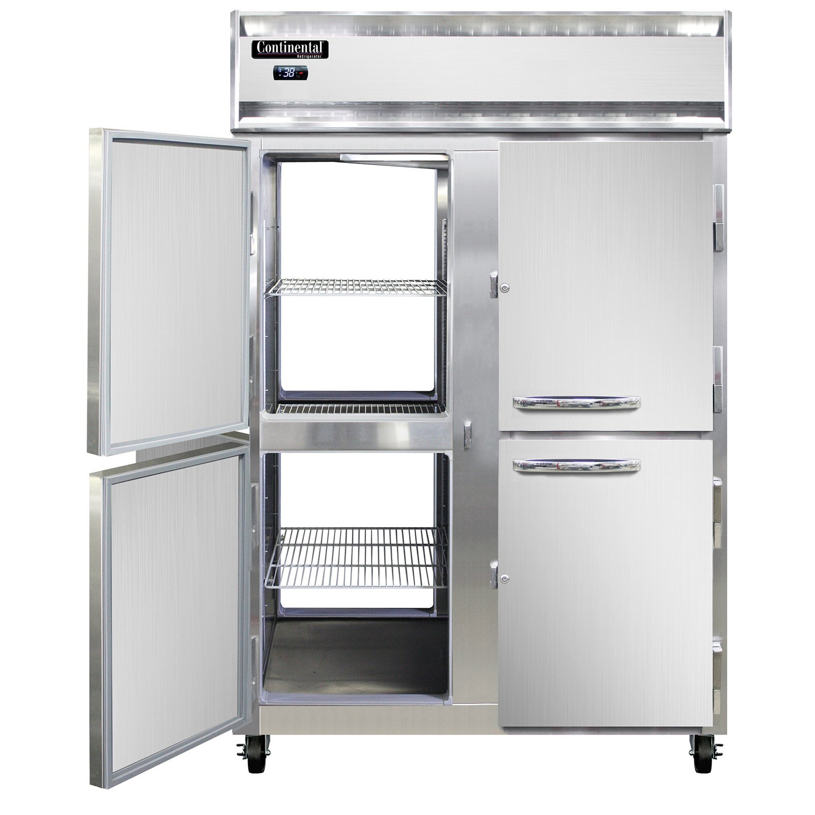 Continental Refrigerator 2RNSSPTHD 52″ Pass-Thru Refrigerator w/ 8 Solid Half-Doors, 50 cu ft