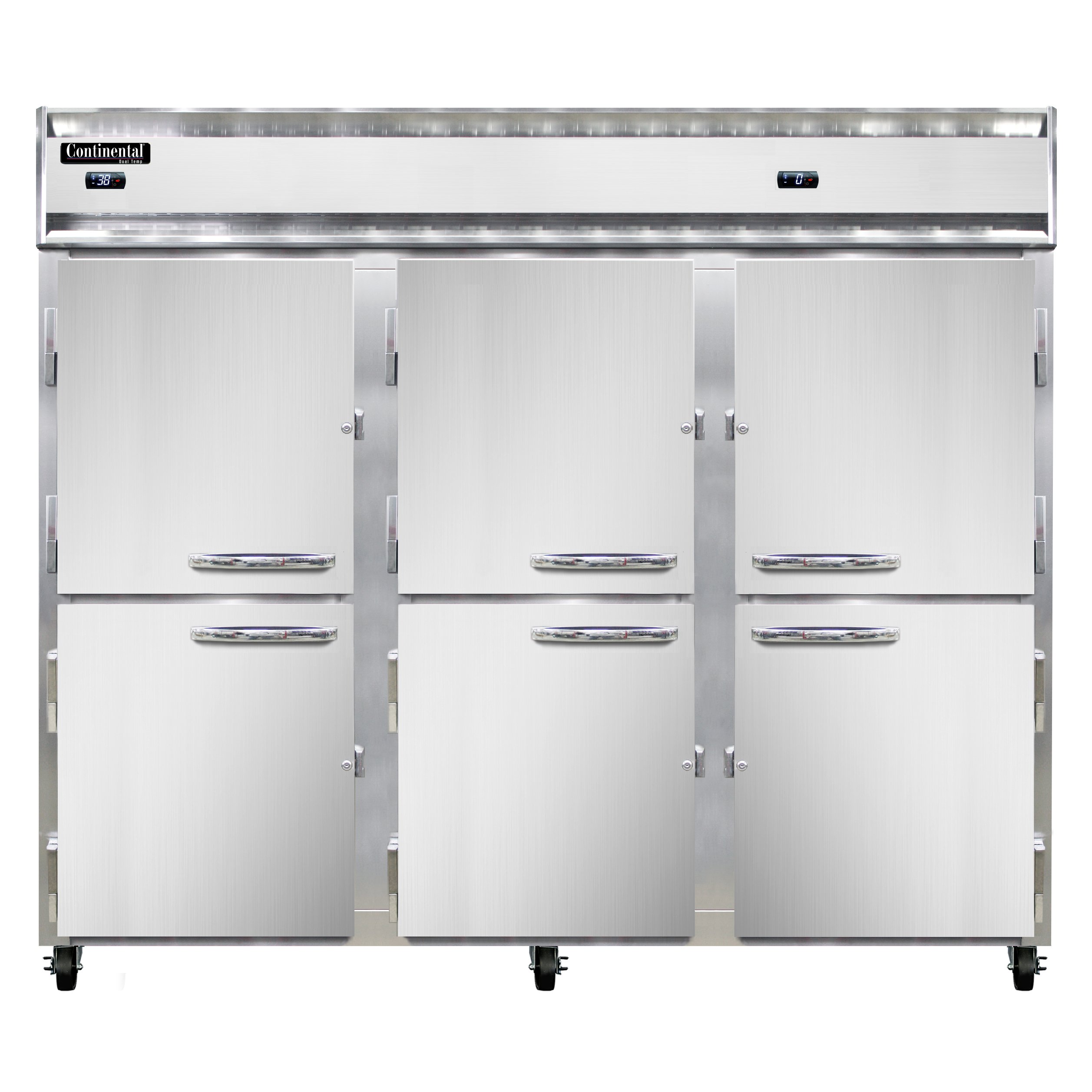 Continental Refrigerator 3RFFENHD 85″ 3-Section Reach-In Refrigerator Freezer w/ 6 Solid Half-Doors