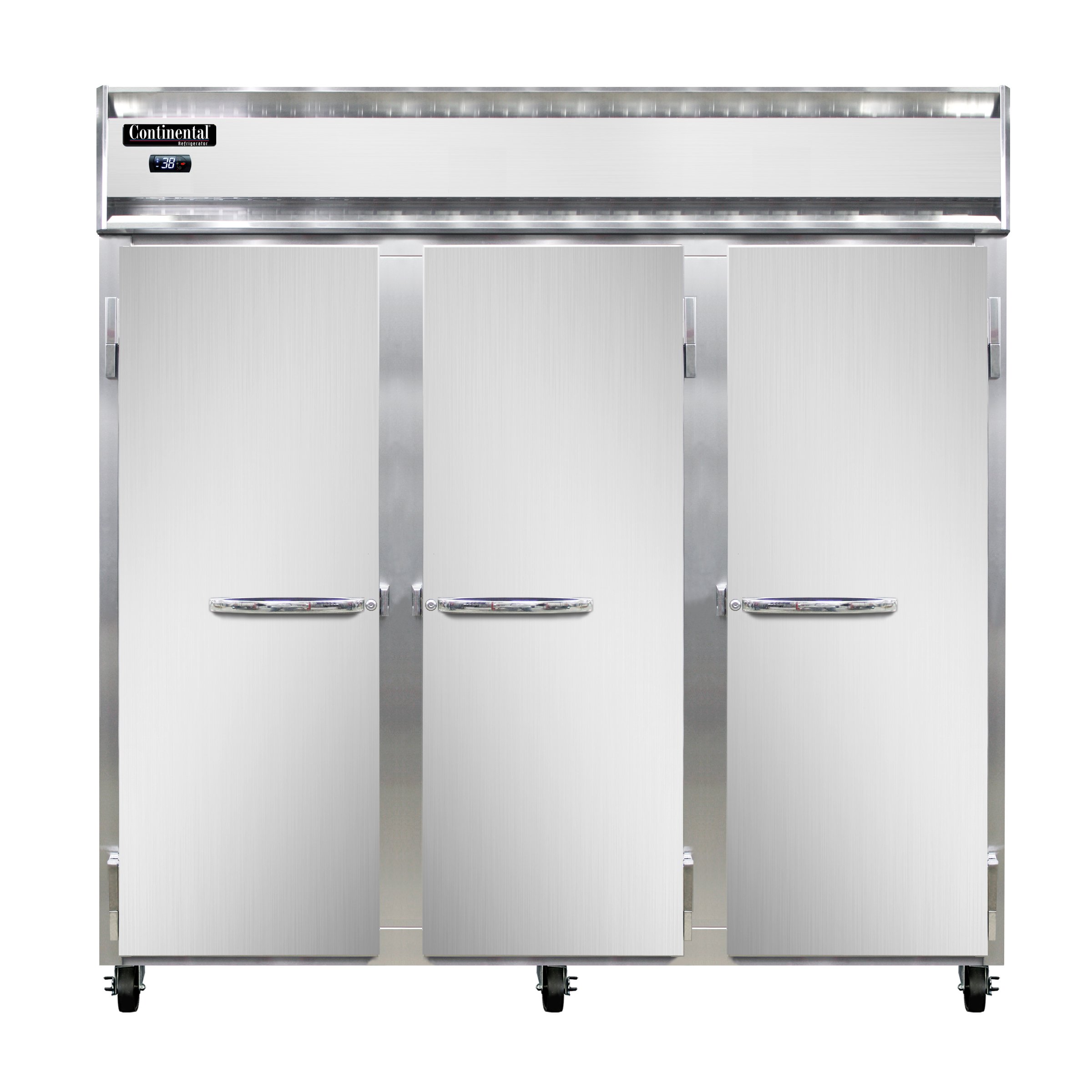 Continental Refrigerator 3RN 78″ Reach-In Refrigerator w/ 3 Sections, 3 Solid Doors