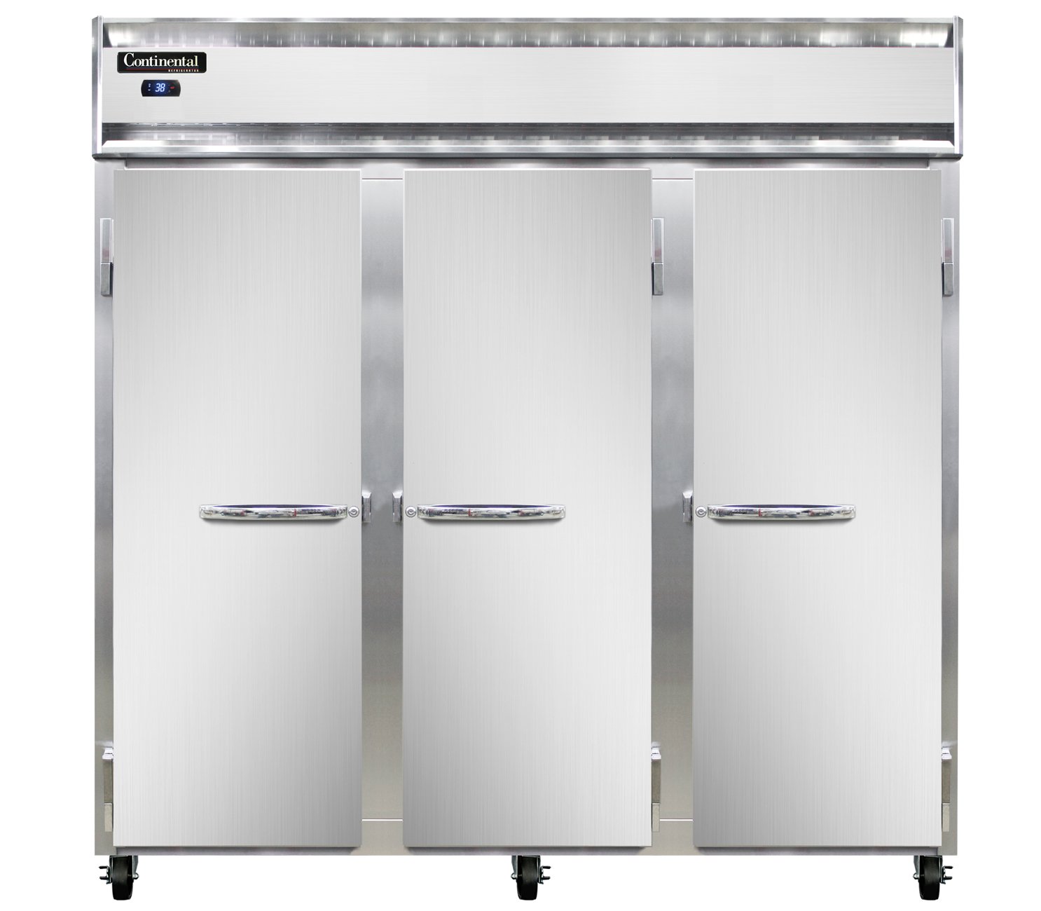 Continental Refrigerator 3RNSS 78″ Reach-In Refrigerator w/ 3 Sections, 3 Solid Doors