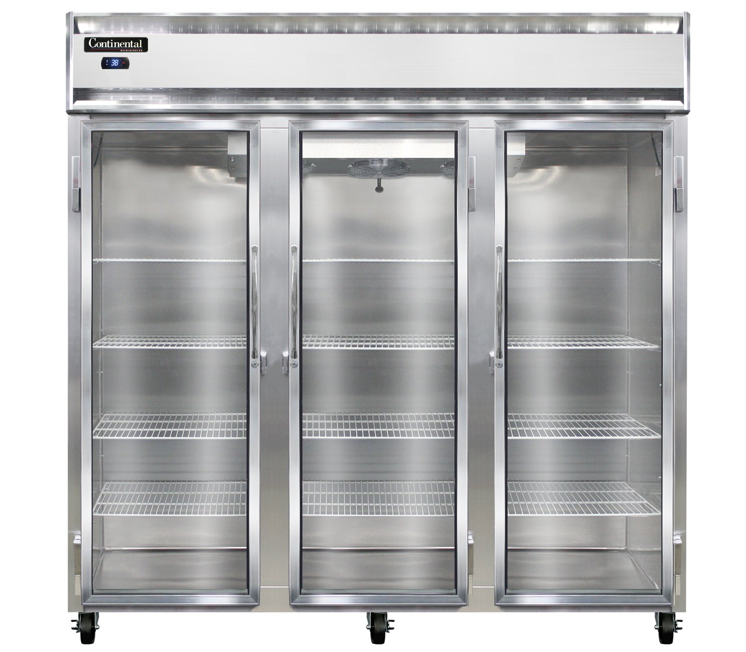 Continental Refrigerator 3RNSSGD 78″ Reach-In Refrigerator w/ 3 Sections, 3 Glass Doors