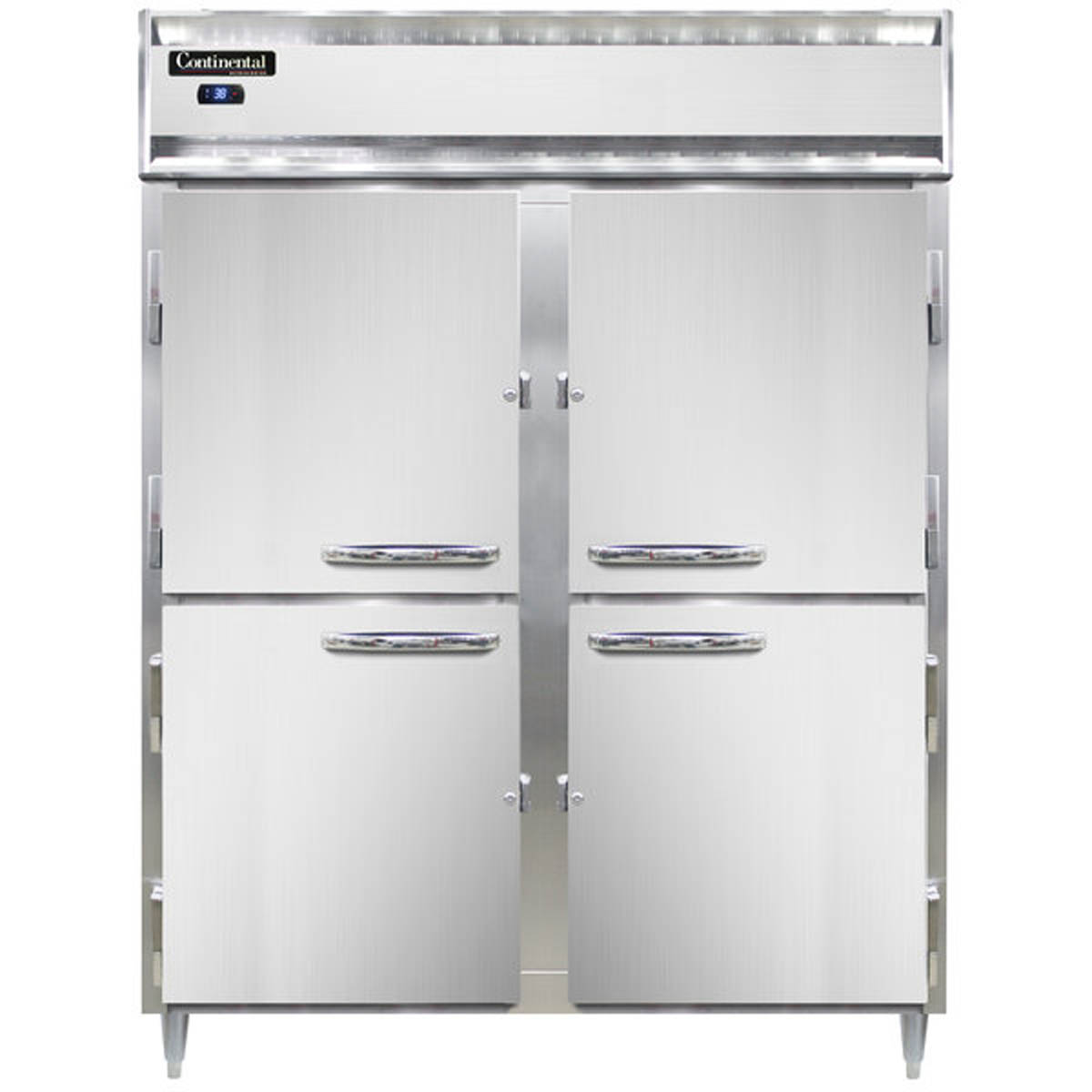 Continental Refrigerator D2RENSSHD 57″ Reach-In Refrigerator w/ 2 Sections, 4 Solid Half-Doors