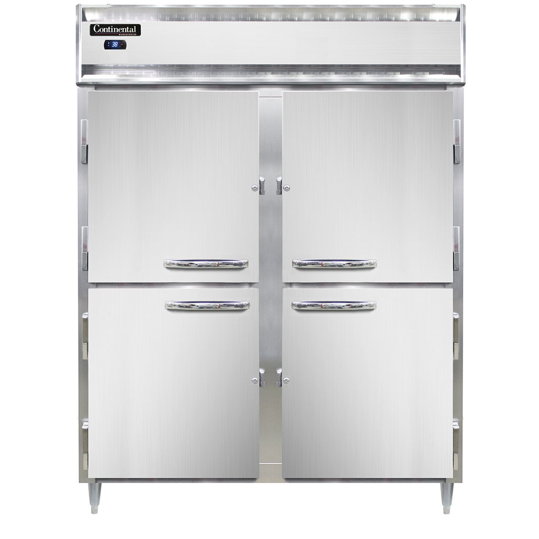 Continental Refrigerator D2RESNHD 57″ Reach-In Refrigerator w/ 2 Sections, 4 Solid Half-Doors