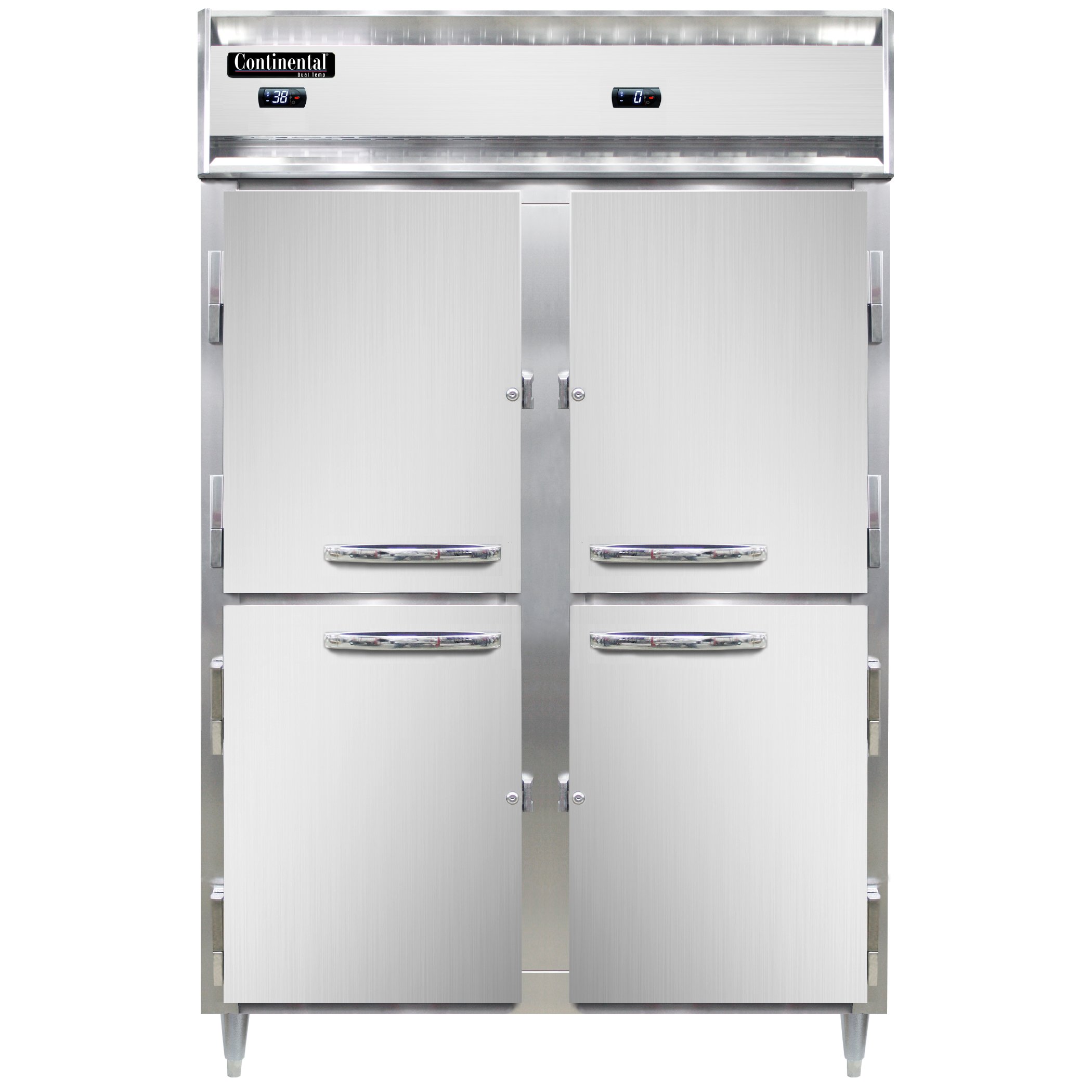 Continental Refrigerator D2RFNHD 52″ 2-Section Reach-In Refrigerator Freezer w/ 4 Solid Half-Doors